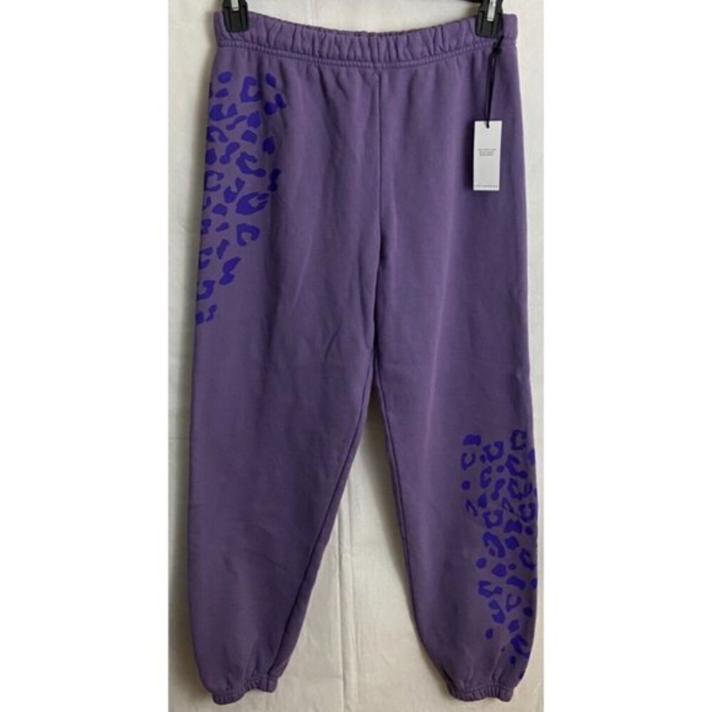 Disney Spirit Jersey‎ Womens Small Purple Leopard Print Joggers Sweat pants New